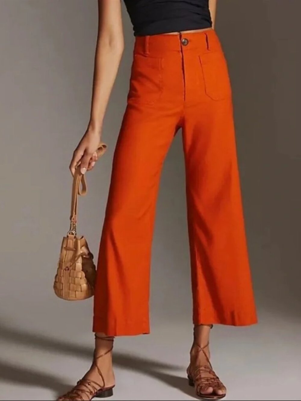 Sz 27P MAEVE Collette pants in orange NWTs Relaxed Wide Leg Linen Blend